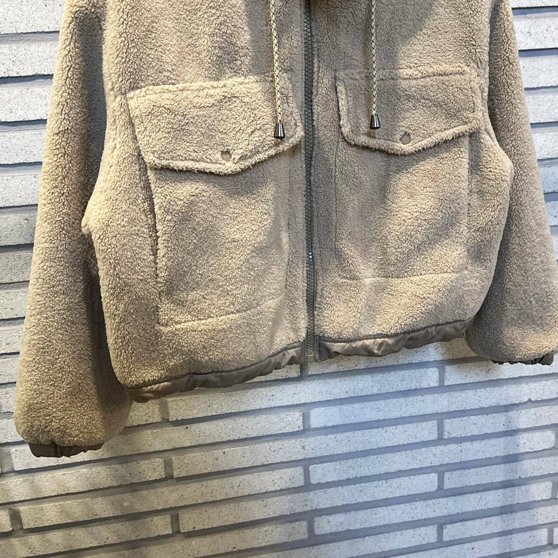 ZARA 자라 셰르파 플리스 숏 자켓 빅포켓 스트링 디테일 베이지 상품이미지5