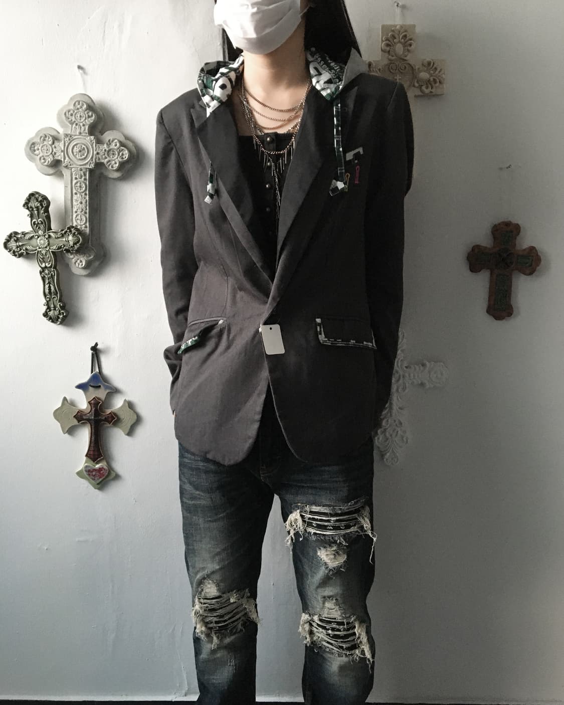 Hood layered button point jacket 상품이미지6