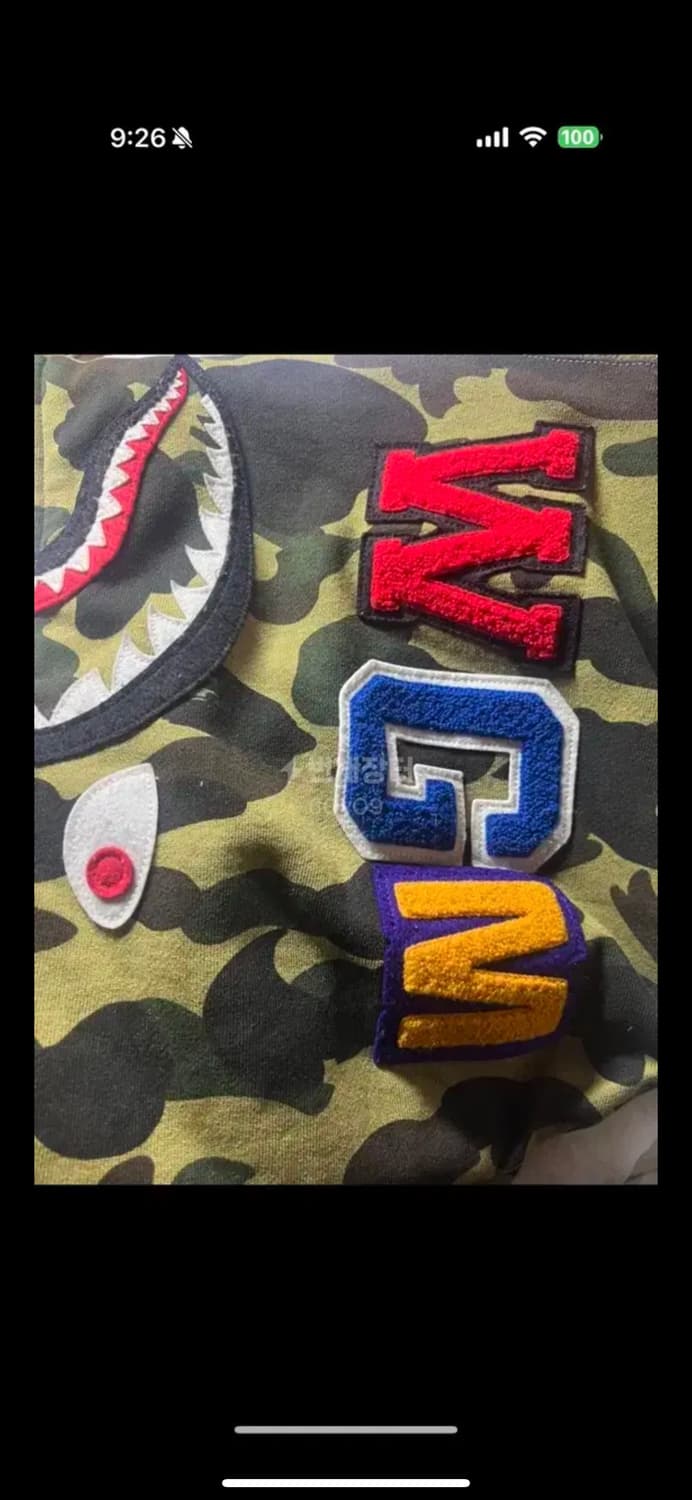 베이프 녹계 샤크후드집업 XL 상품이미지2