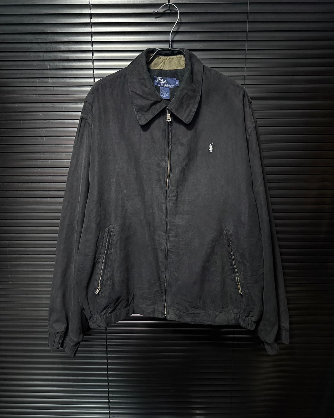 폴로 랄프로렌 블랙 스웨이드 블루종 봄버 점퍼 카라 자켓 XL 105 상품이미지3