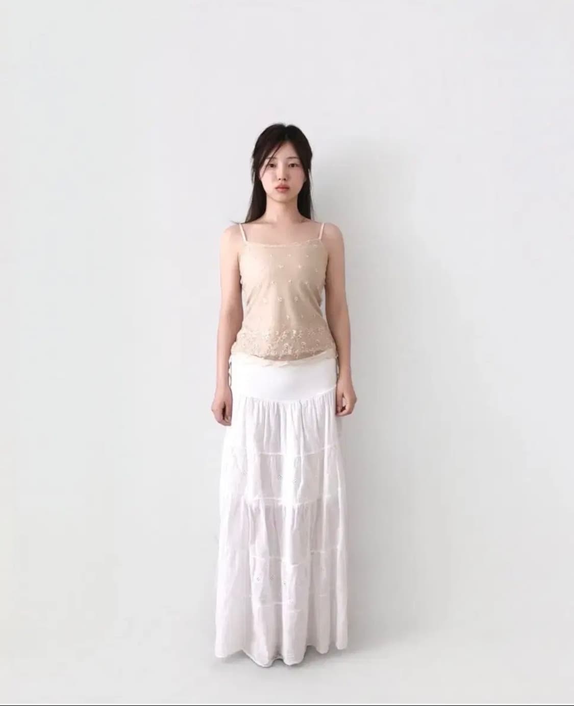 이알로이지 빈티지 화이트 롱스커트 상품이미지2