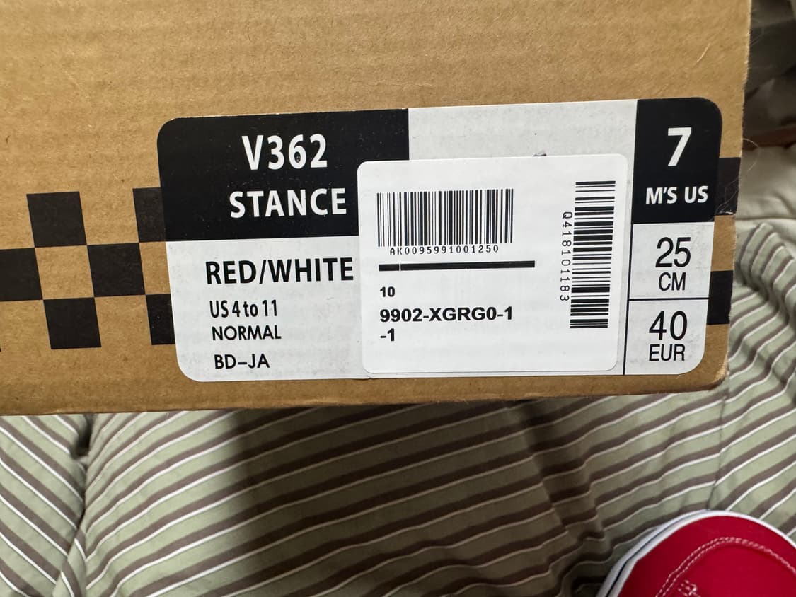 반스 V362 스탠스 레드/화이트 스니커즈 250mm  상품이미지6