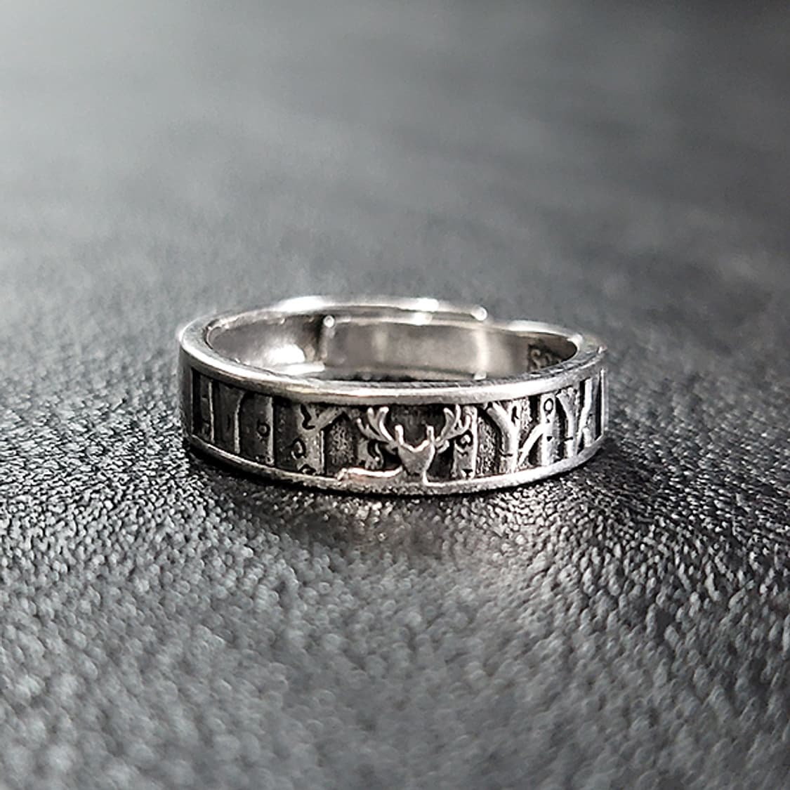 Shinrok 실버 남자 엔틱 빈티지 명품 고대 숲 사슴 반지 상품이미지1