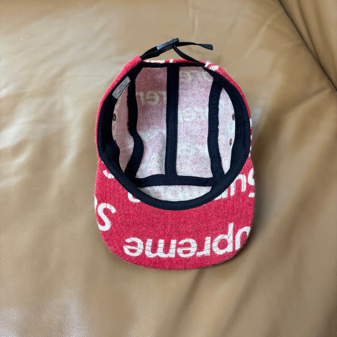 슈프림 캠프캡 모자 박스로고 해리스트위드 로고 레드 상품이미지6