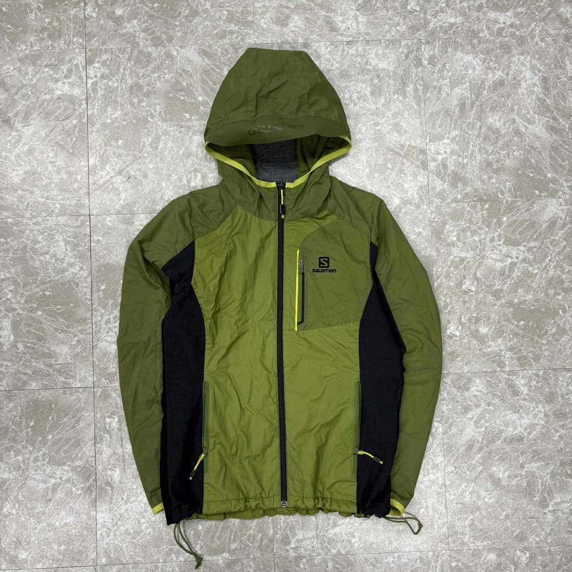 살로몬 고프코어 카키 윈드브레이커 자켓 후드집업 희귀져지(90) 상품이미지2