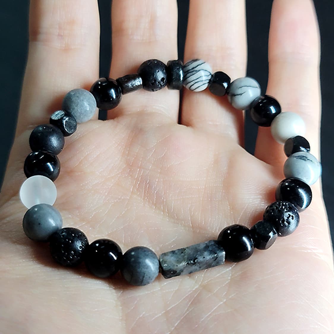 Erynd 하울라이트 바솔트 8mm 남자 빈티지 우주 원석 팔찌 상품이미지6