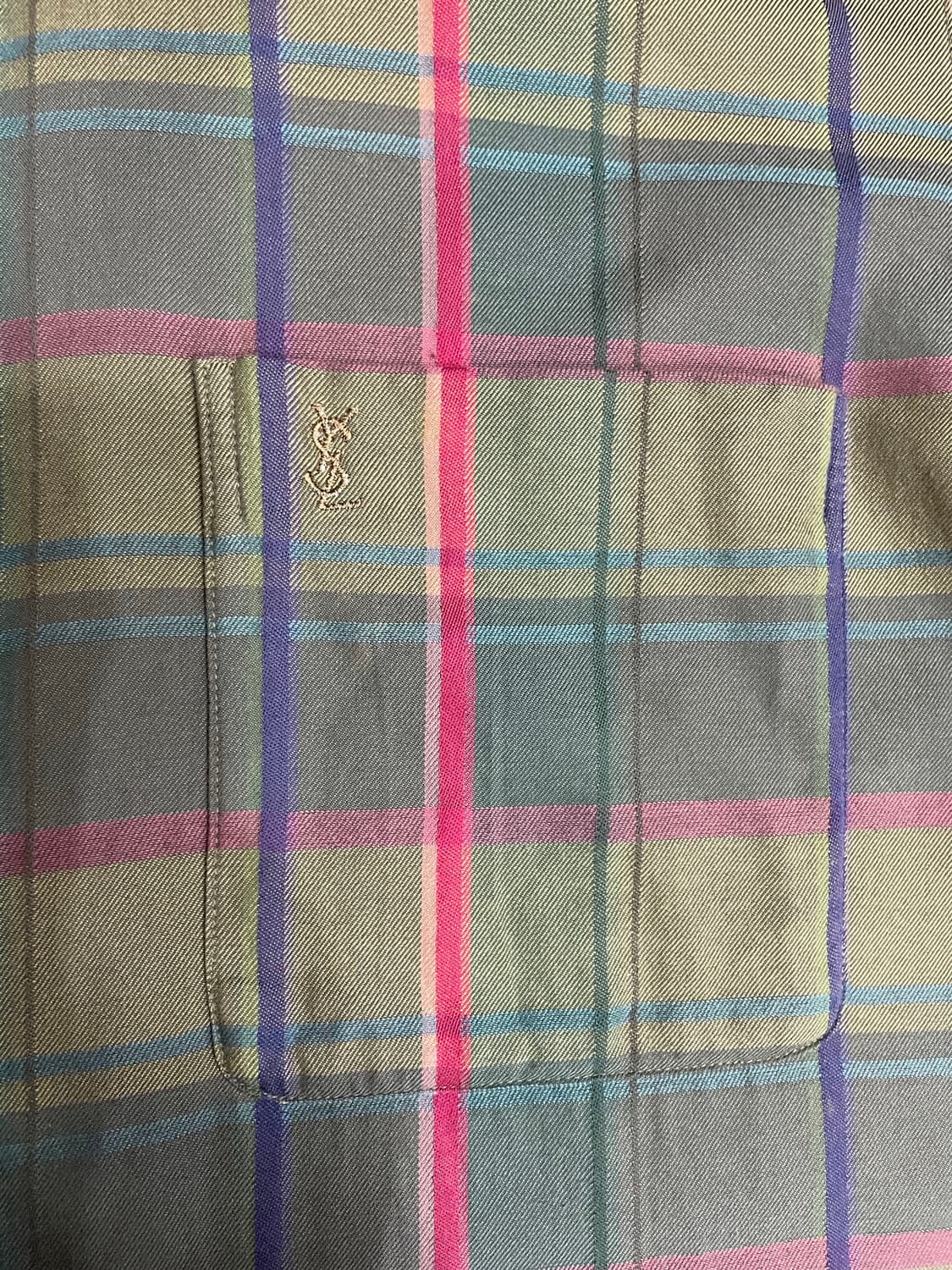 입생로랑 YSL 자수 로고 체크 셔츠 상품이미지4