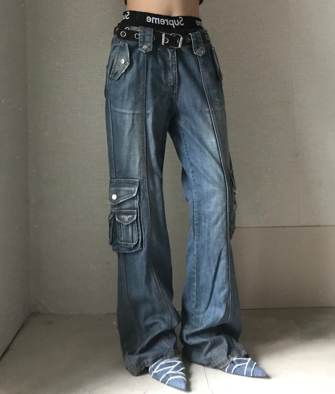 워시드 데님 카고팬츠 상품이미지1