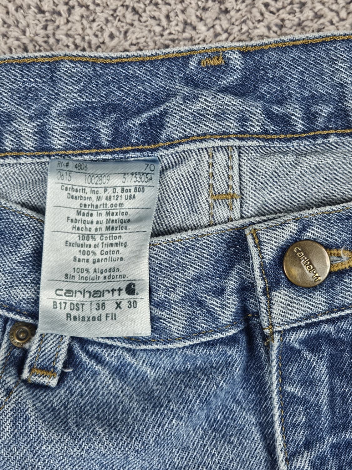 칼하트 라이트 데님 워크 팬츠 ( 36 X 30 ) / 10056 상품이미지7