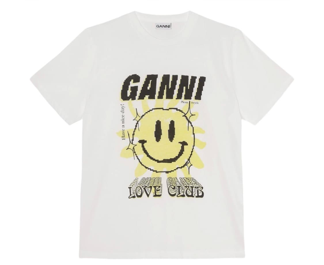 [XS] 가니 이효리 유리 착용 러브 클럽 티셔츠 브라이트 화이트 옐로우 상품이미지6