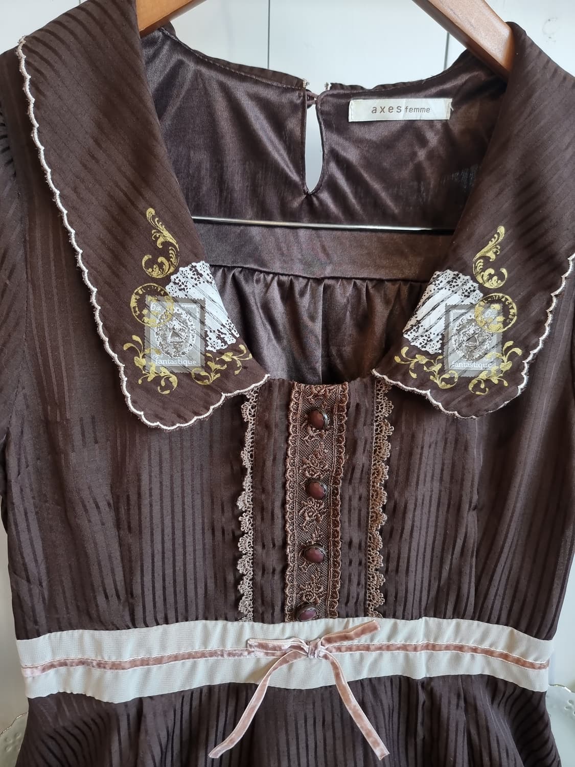 axes femme(엑시즈팜) 초코브라운 레이스 원피스 상품이미지2