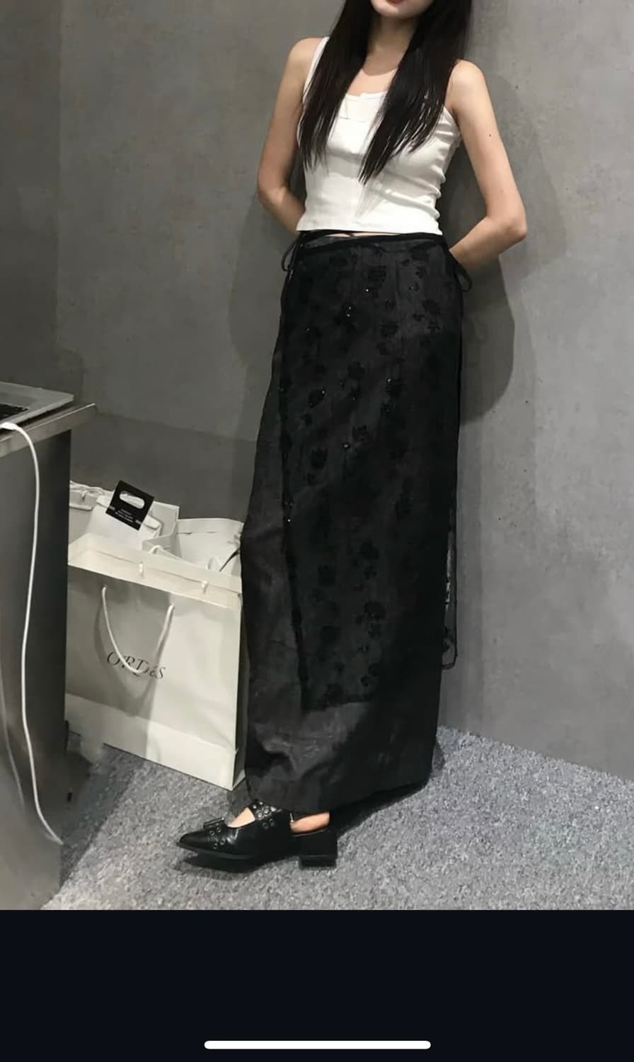 오데스 레이어드 스커트 블랙 상품이미지1