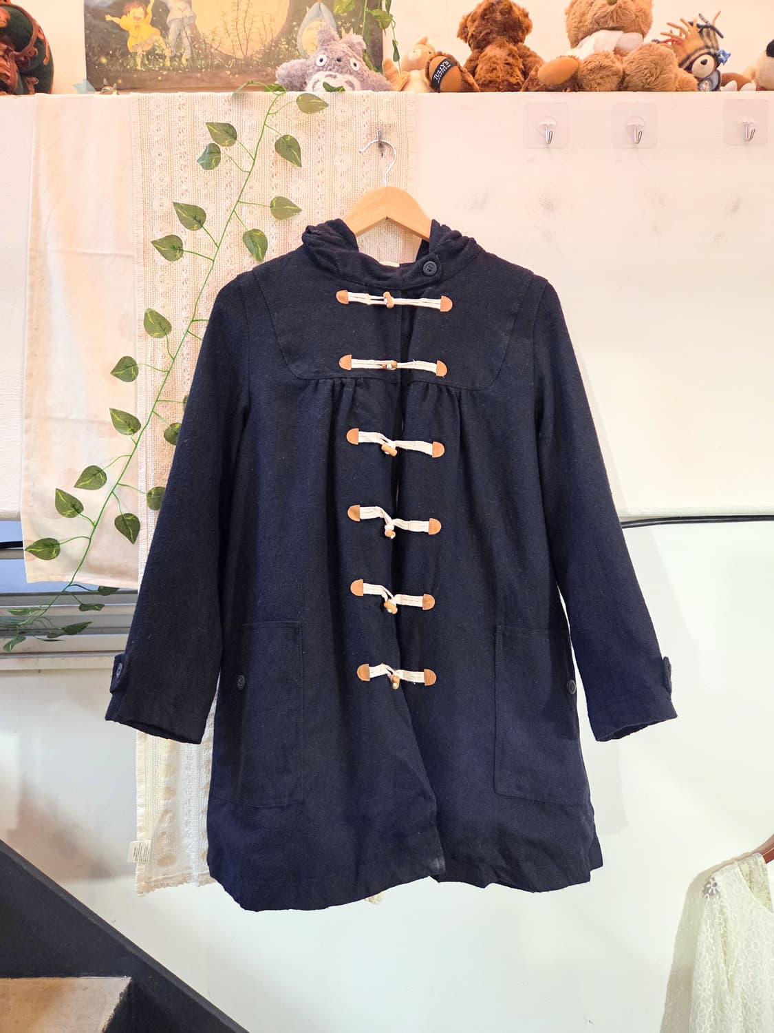 네이비 후드 떡볶이 코트 상품이미지1