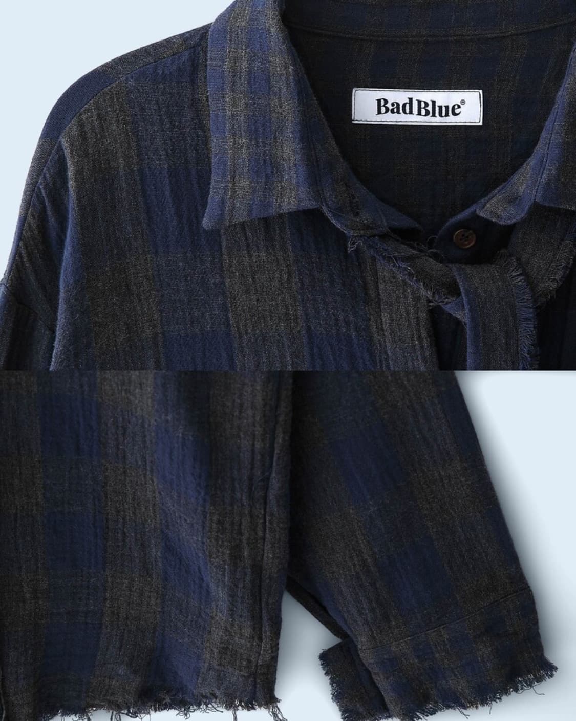 Badblue 배드블루 스카프 체크 셔츠 네이비 상품이미지5