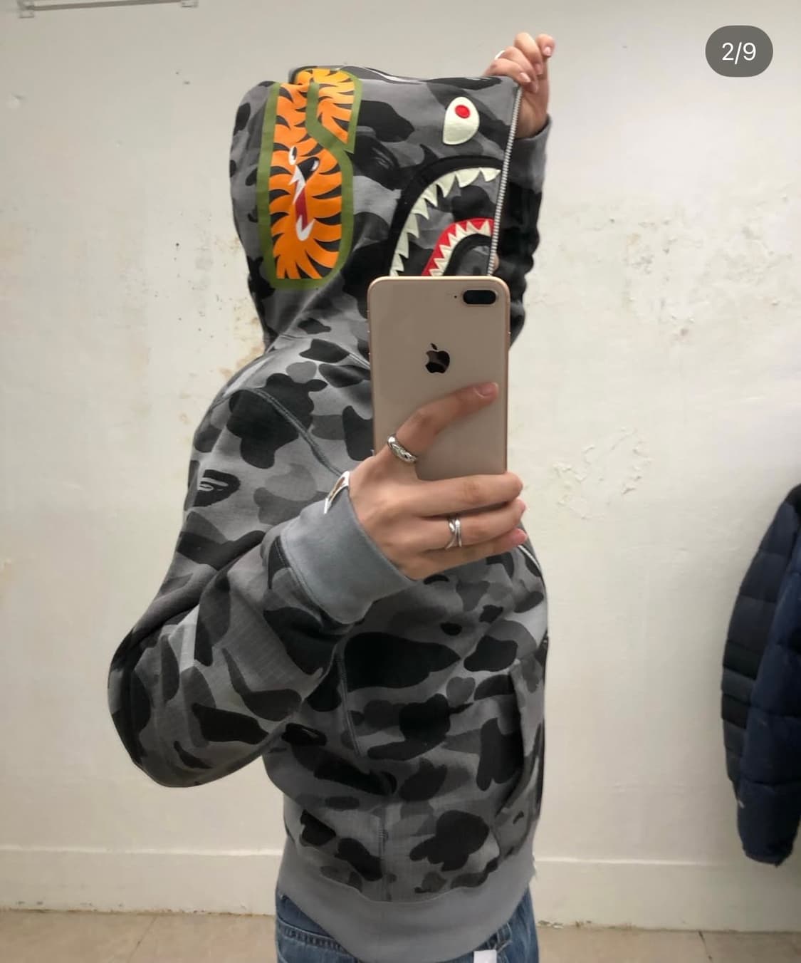 딱붙핏!! 베이프 흑계 샤크 후드 야광! 상품이미지2