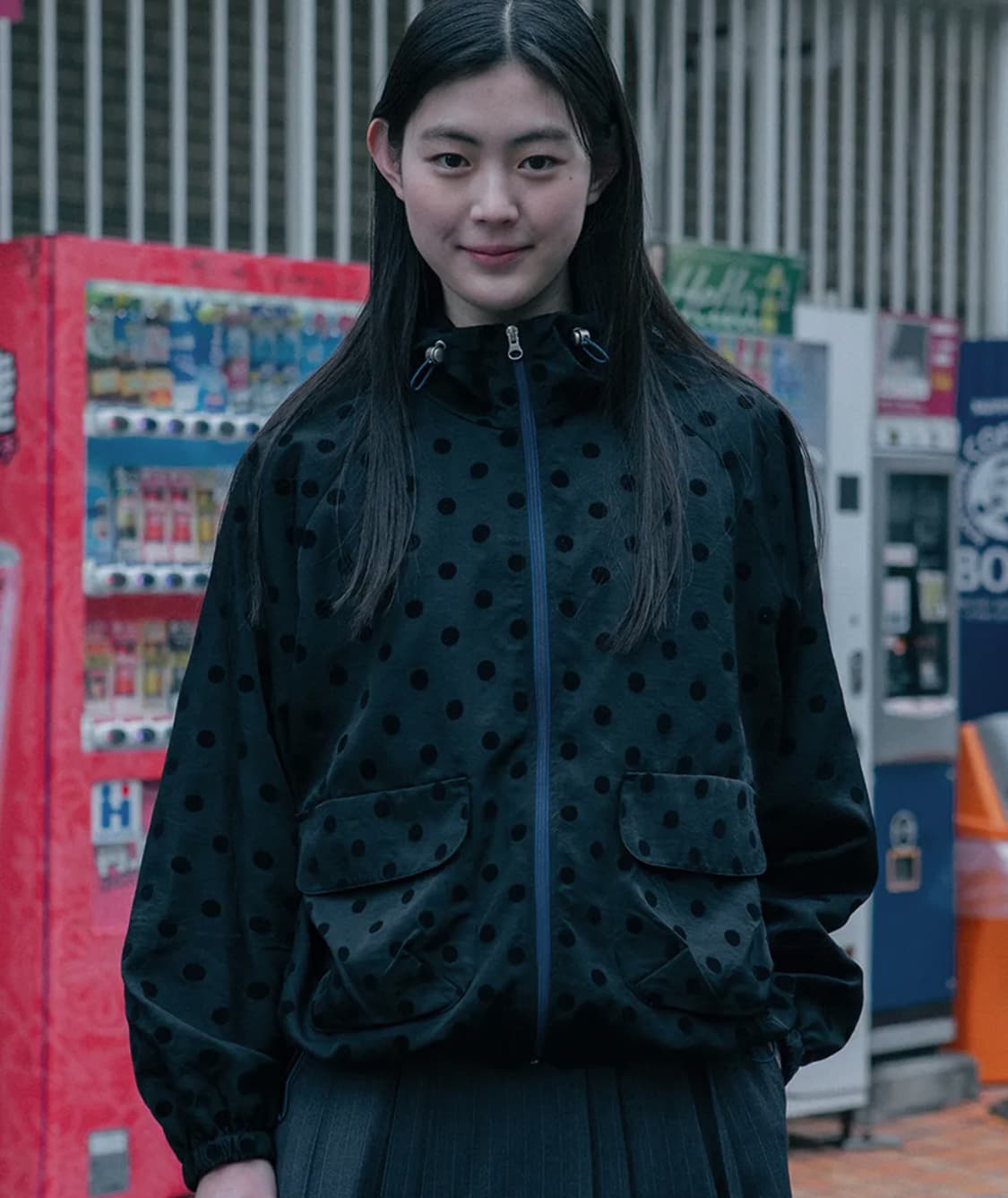 오헤시오 도트 후드 바람막이(black) 상품이미지1