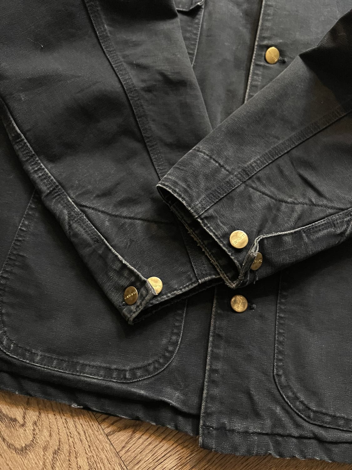 [XL]90's 칼하트 유니온메이드 USA 미시간 블랙 초어 자켓 상품이미지5