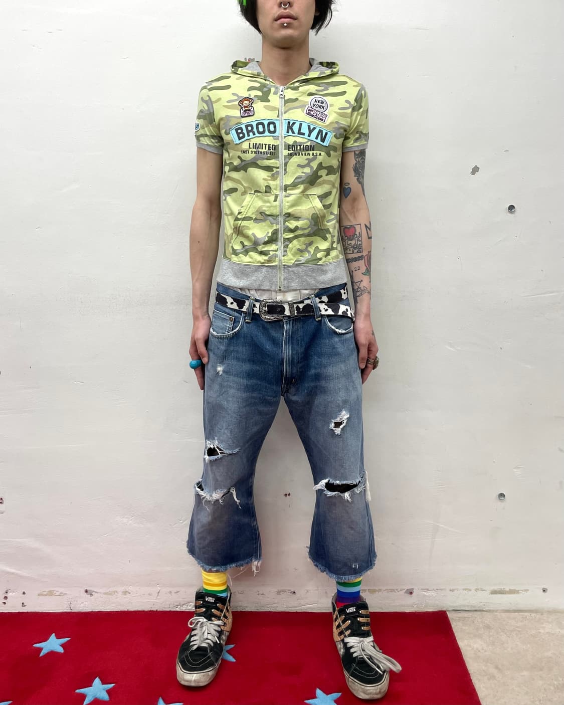 Blue Cross Monkey Camo Hooded T-Shirt  상품이미지3