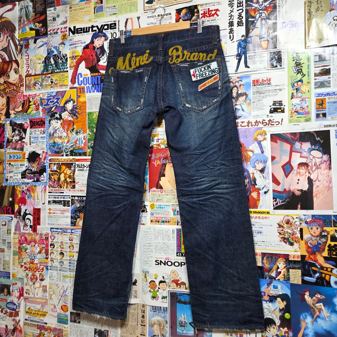 백포켓 자수 패치 버튼플라이 진청 워싱 데님 팬츠 상품이미지2