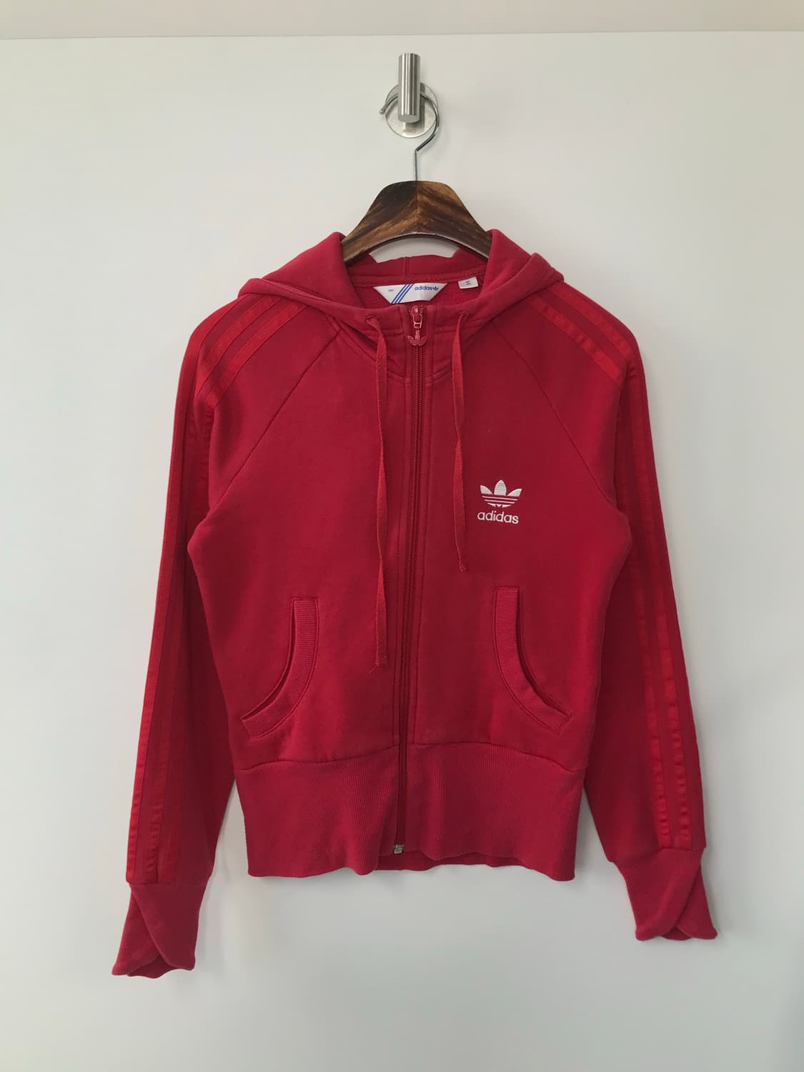 아디다스 자수로고 사이드라인 레드 후드집업 상품이미지3