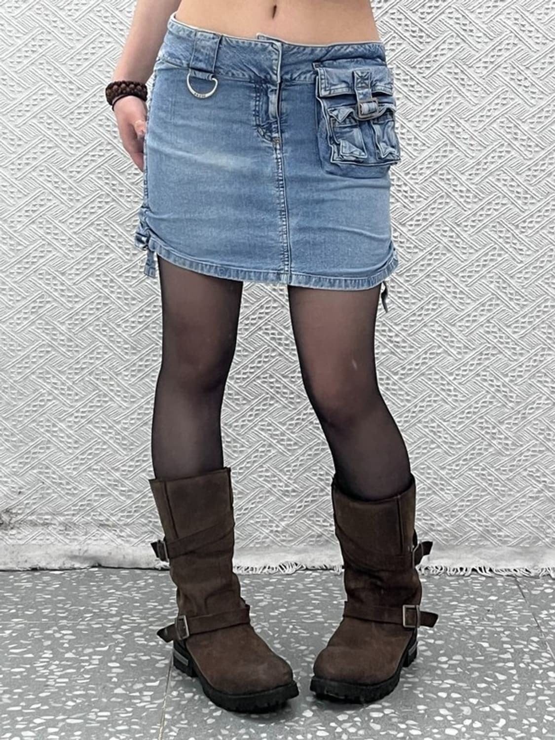 게스 빈티지 스트릿 펑크 카고 데님 미니스커트 26인치 C11927 상품이미지1