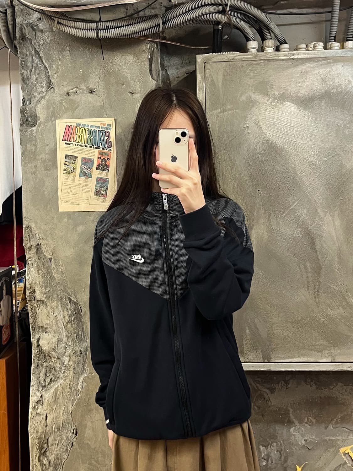 나이키 깅엄체크 후드집업 블랙 L #csz552 상품이미지2