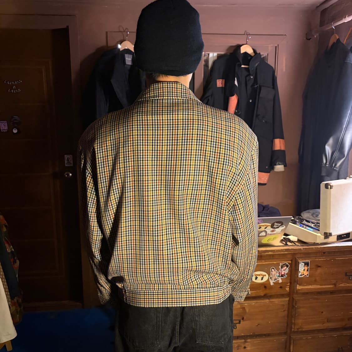 KOLON MANSTAR YELLOW WOOL CHECK JACKET 상품이미지2