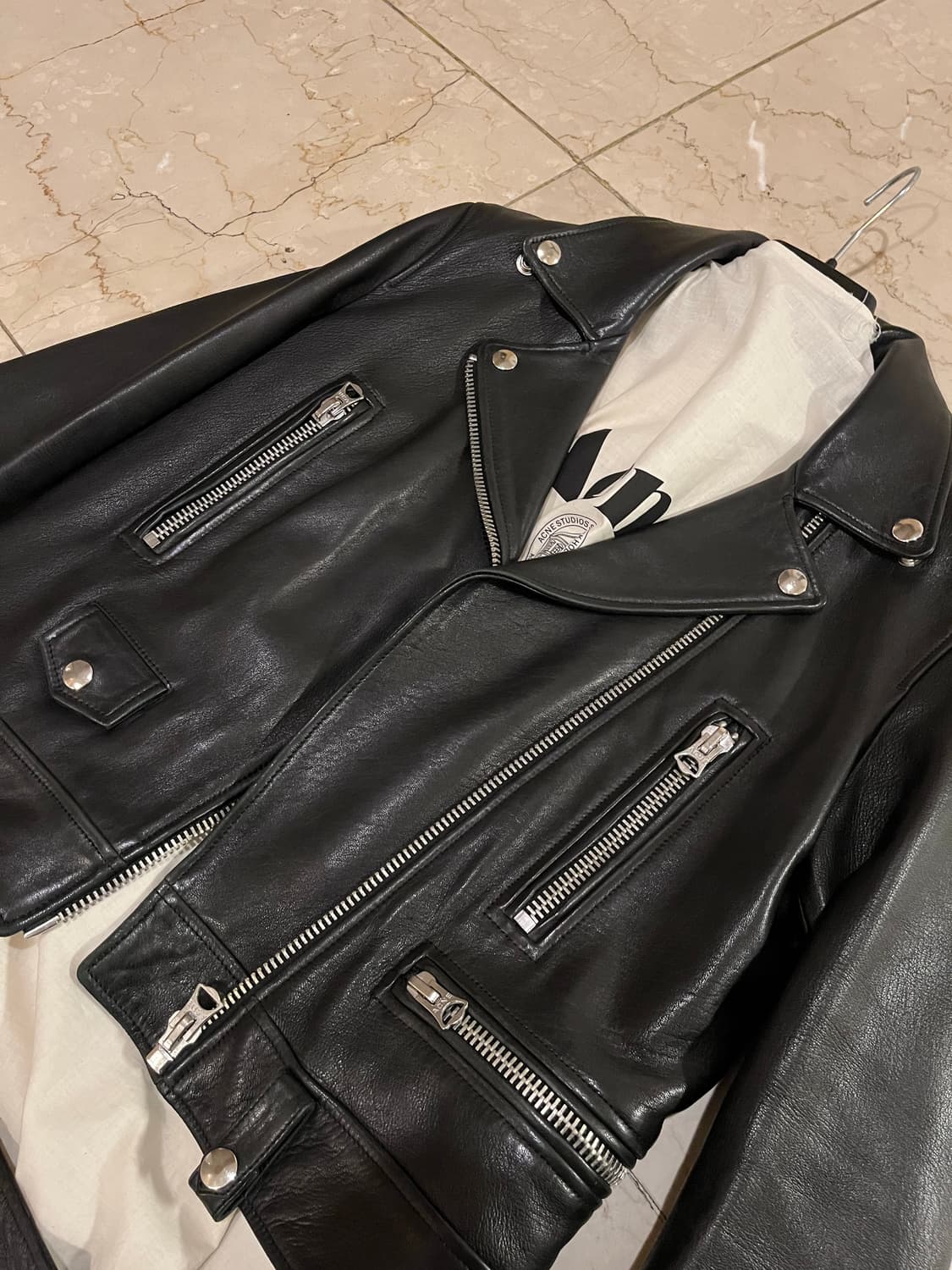 아크네 스튜디오 블랙 가죽 라이더 자켓 38 ACNE 상품이미지3
