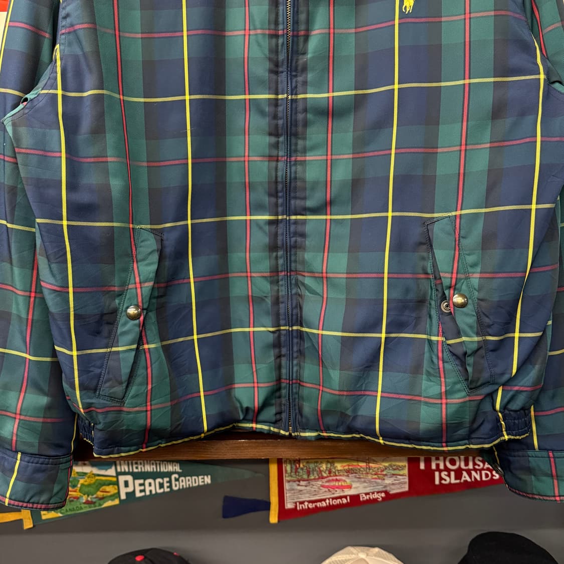 90s 폴로 랄프로렌 블랙 와치 체크 푸퍼 블루종 자켓 스윙탑  상품이미지4
