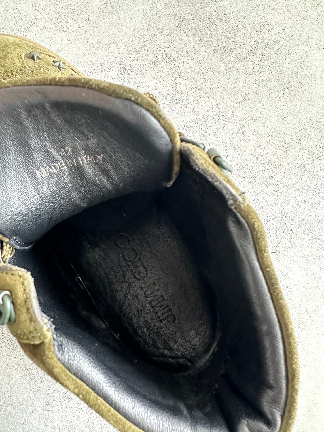 지미추 카키 스타 스터드 레더 하이탑 상품이미지7