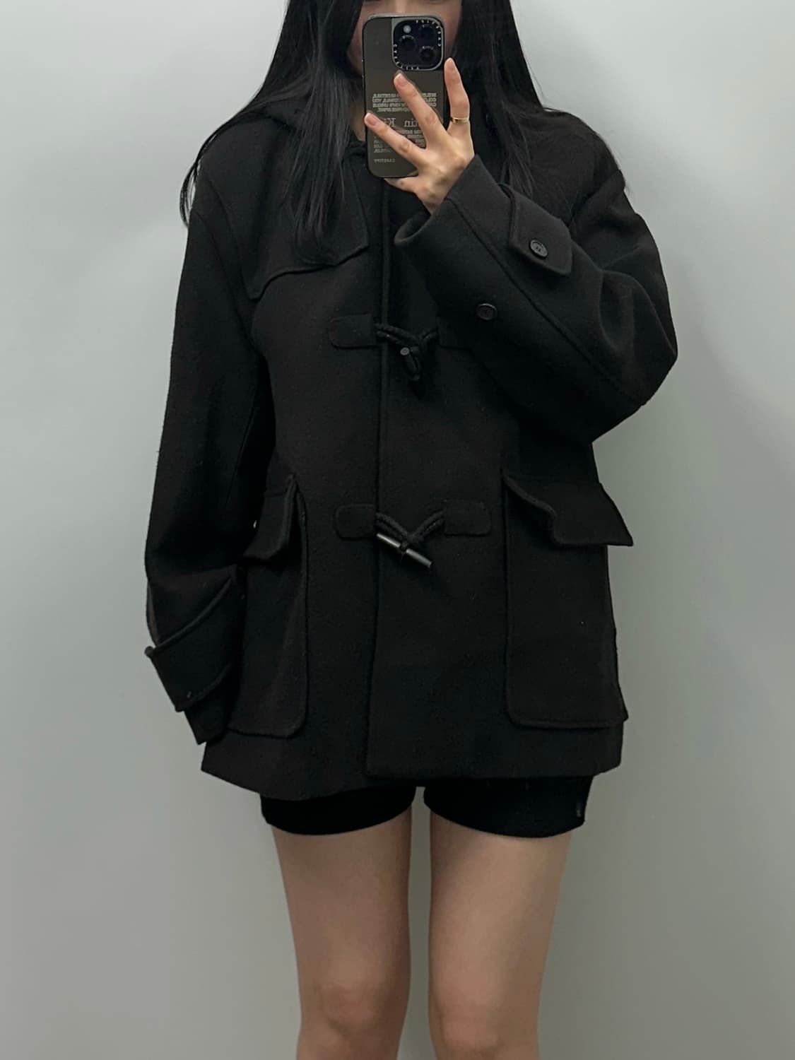 파르티멘토 블랙 더플 떡볶이 하프코트  상품이미지1