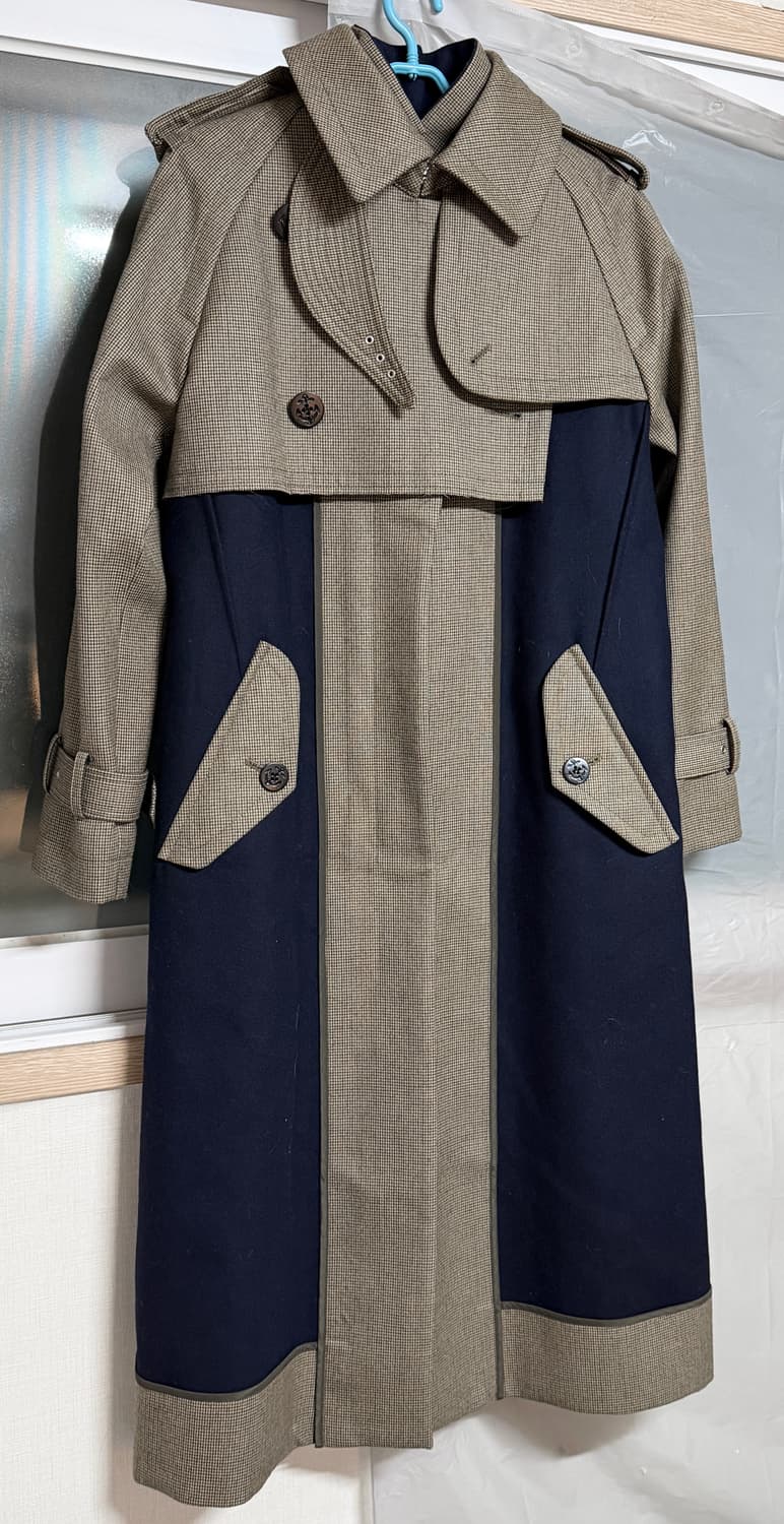 22AW 사카이 체크 본딩 울 롱 코트 상품이미지4