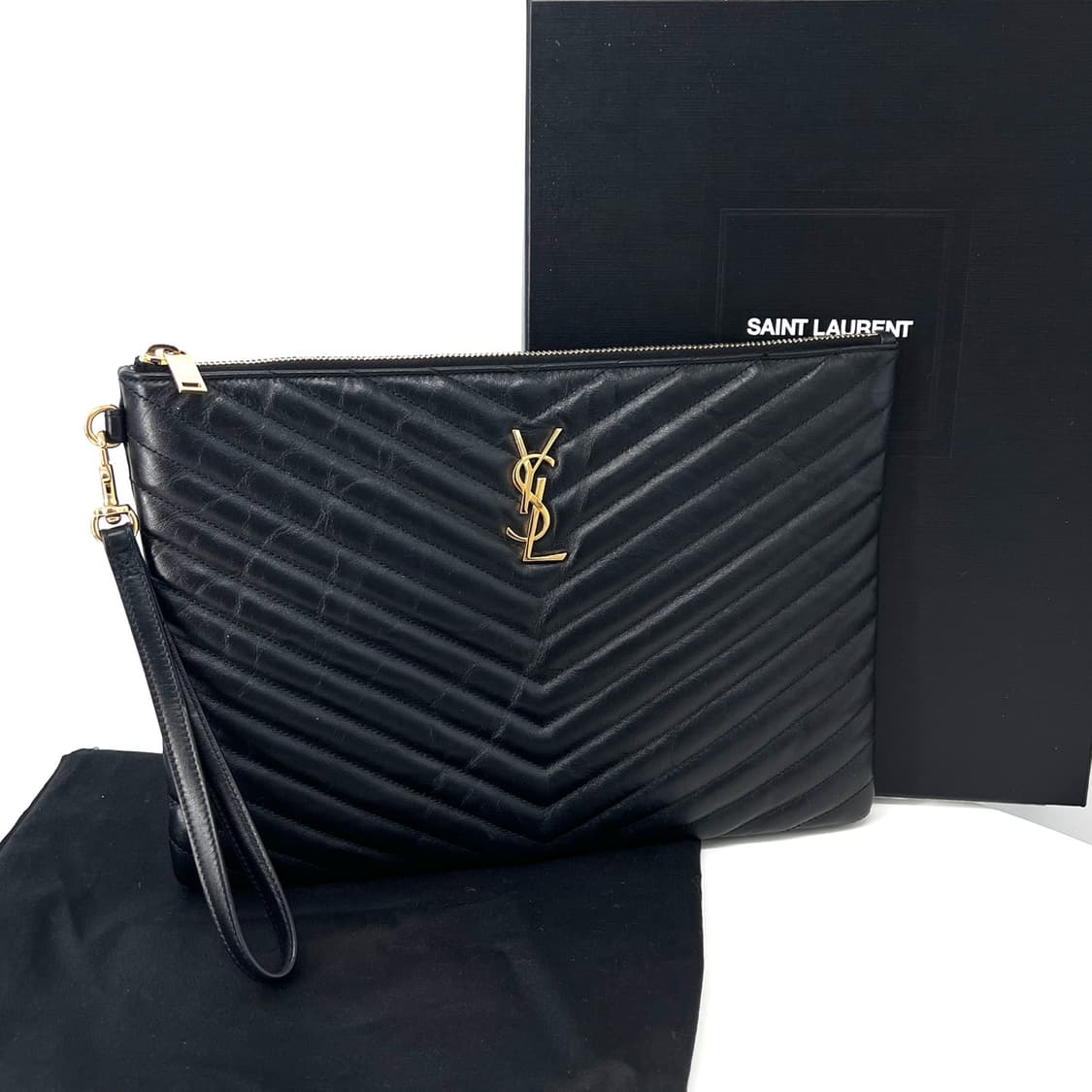 생로랑 모노그램 마틀라세 클러치백 블랙 (559193) 상품이미지3