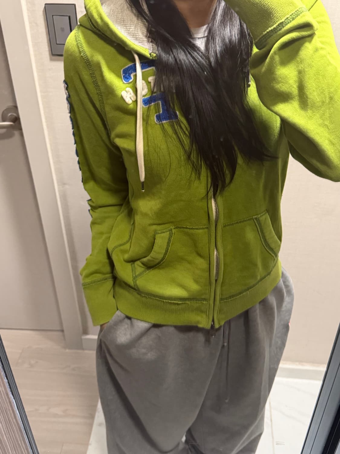 아베크롬비 연두 후드집업 L 상품이미지1