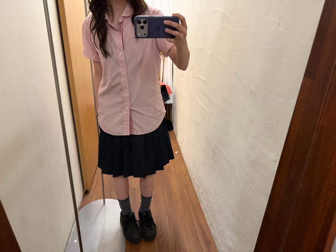 꼼데가르송 체크 반팔 셔츠 레드 상품이미지3
