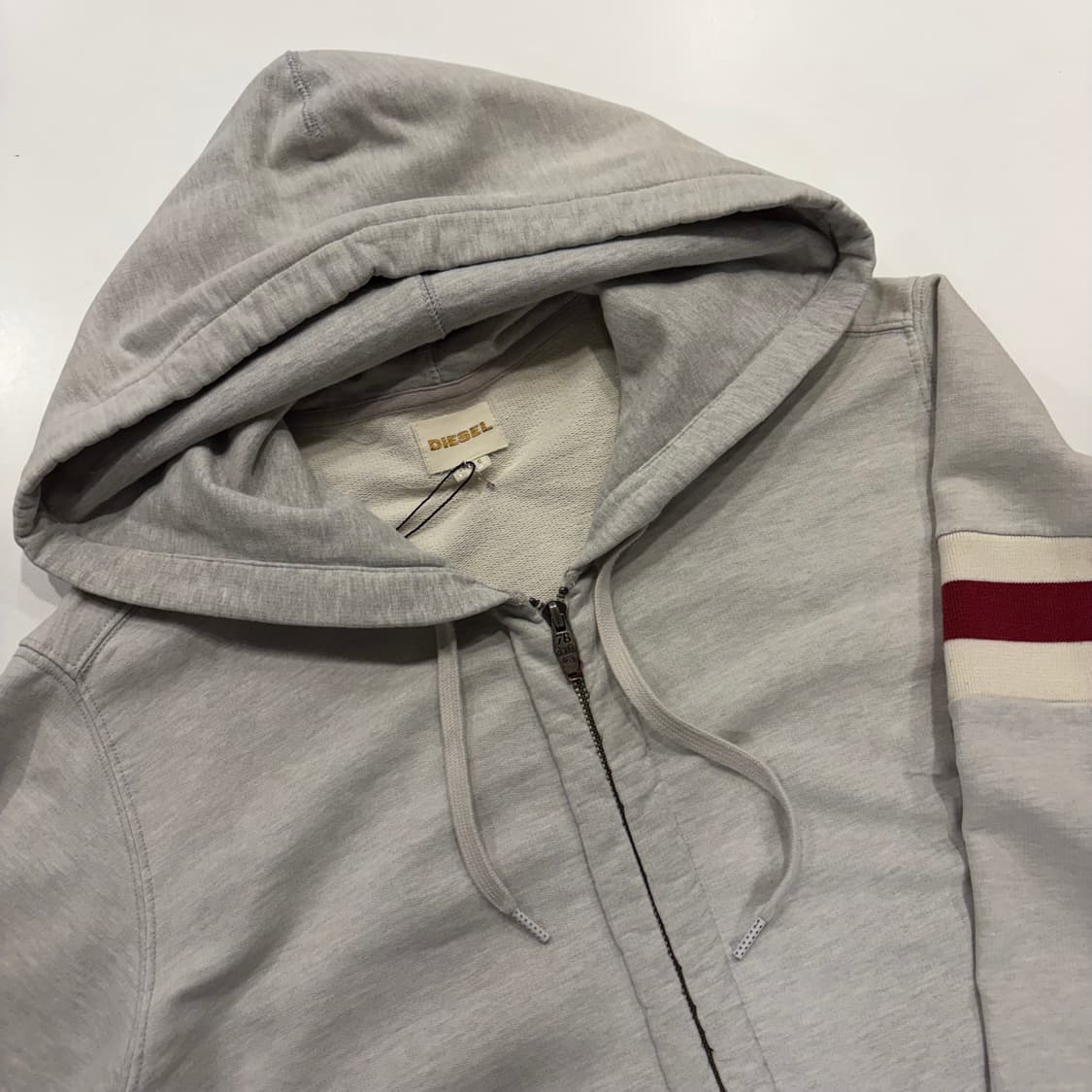 [S] 디젤 라인 배색 후드집업 그레이 B571 상품이미지3