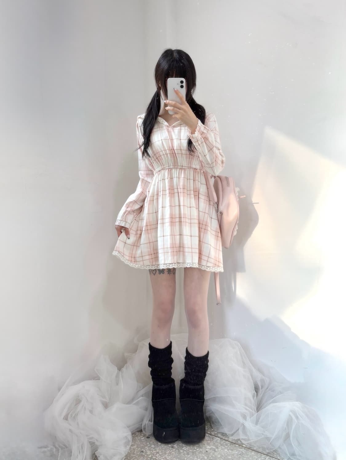 Liz lisa 리즈리사 핑크 체크 세일러 원피스 헤이세이 라떼갸루 상품이미지5