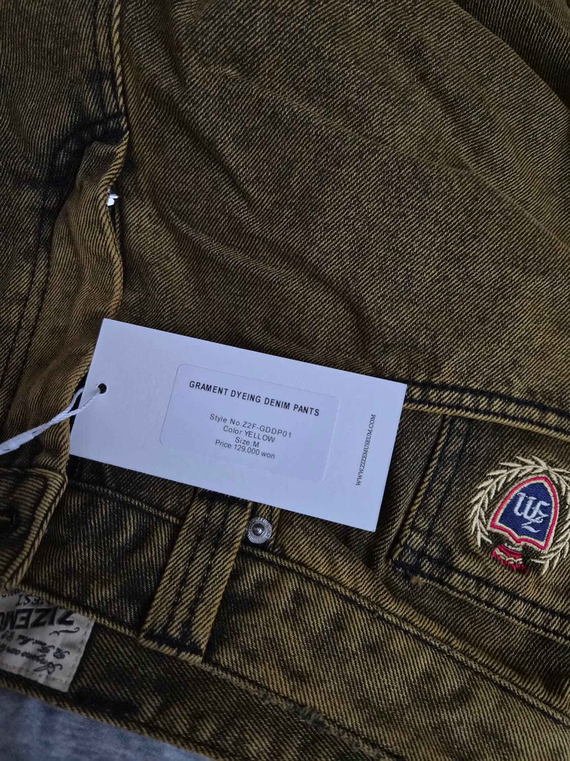 지제뮤지엄 가먼트 다잉 데님팬츠 옐로우M 상품이미지2