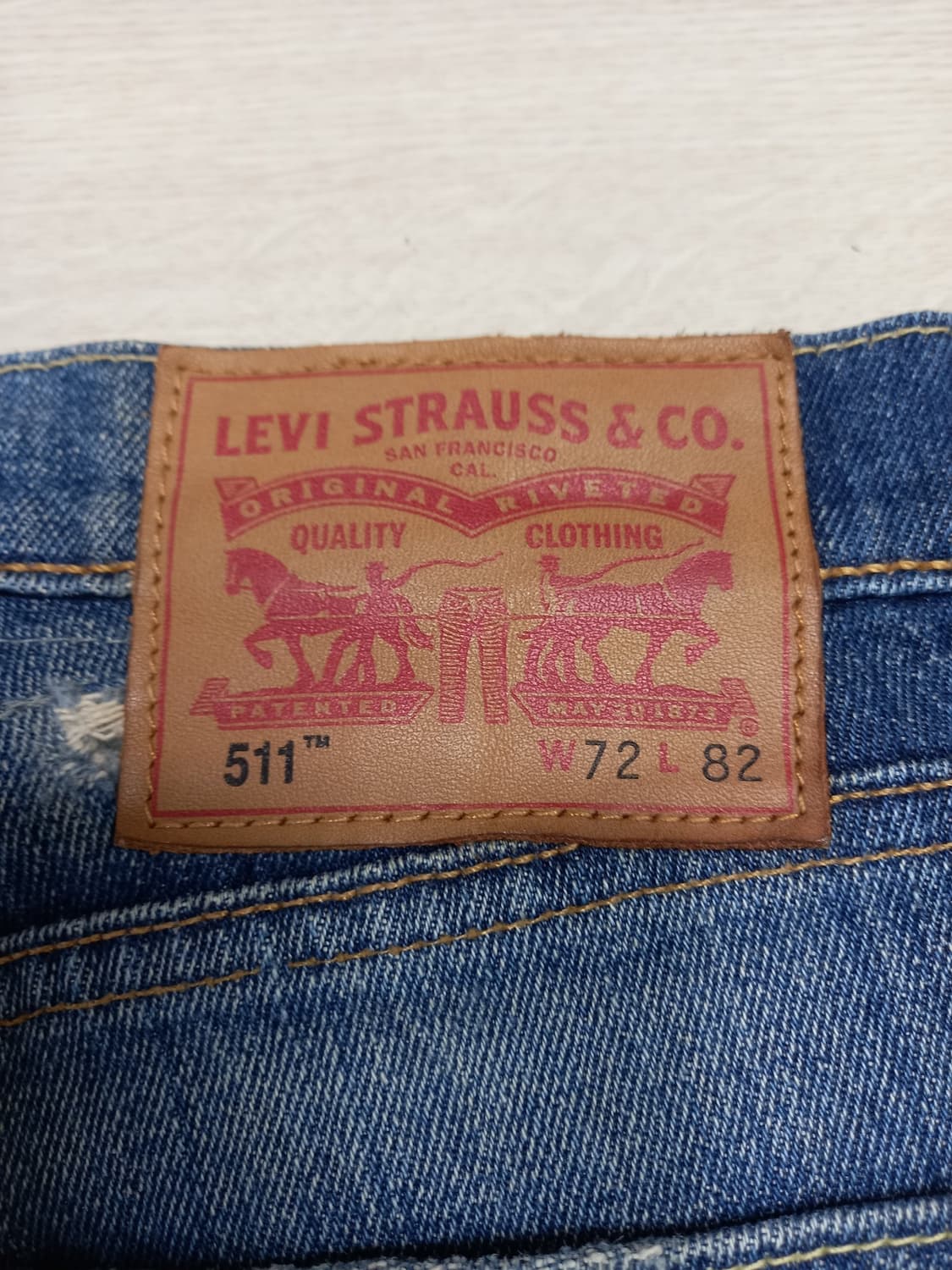 28 리바이스511 WhiteOak 데미지워싱 스판 리페어진 28-960 상품이미지5