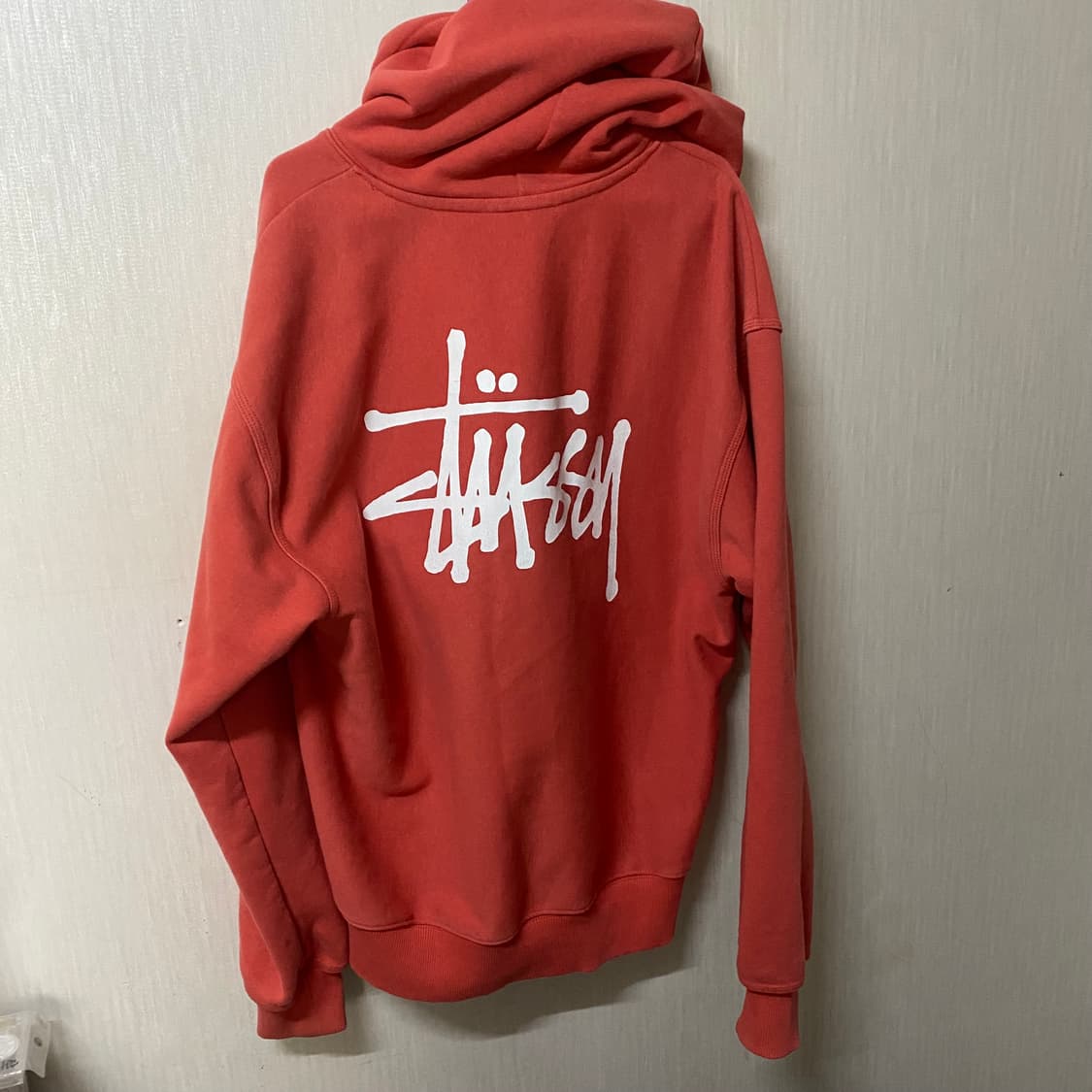 스투시 로고 후드티 오렌지 M 상품이미지2