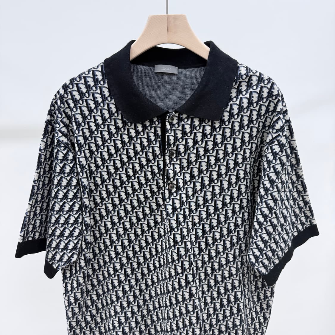 [S+급/L] 디올 오블리크 자카드 반팔 카라티 블랙 상품이미지2