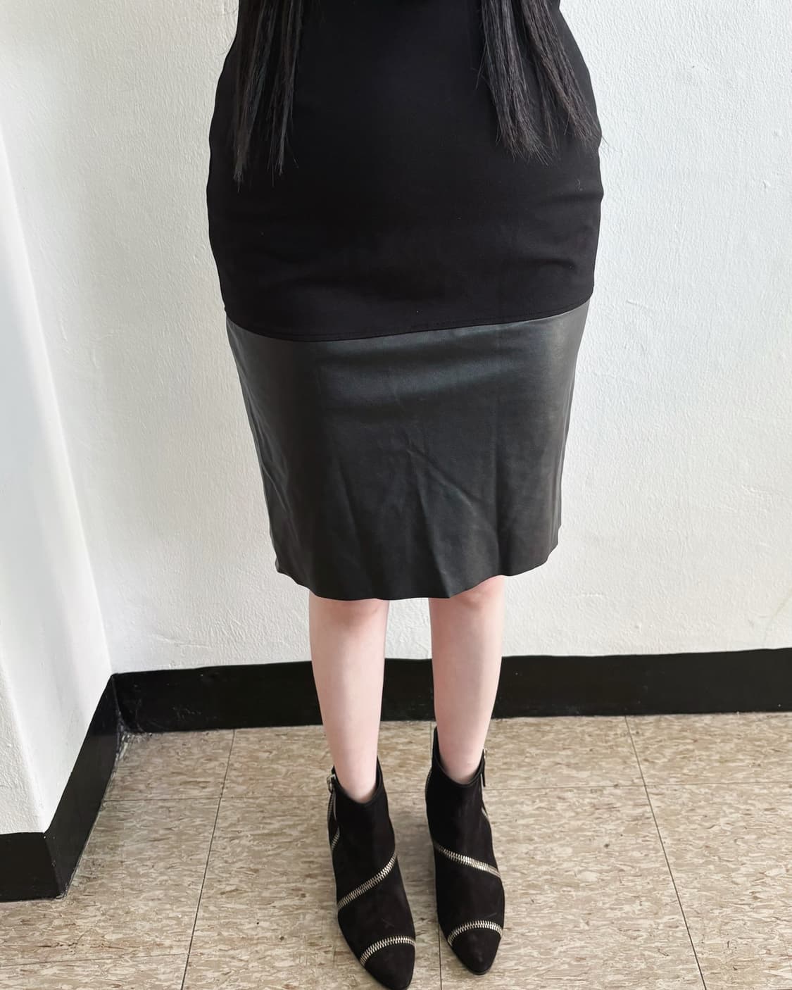 알렉산더맥퀸 레더믹스 슬리브리스 원피스 상품이미지3