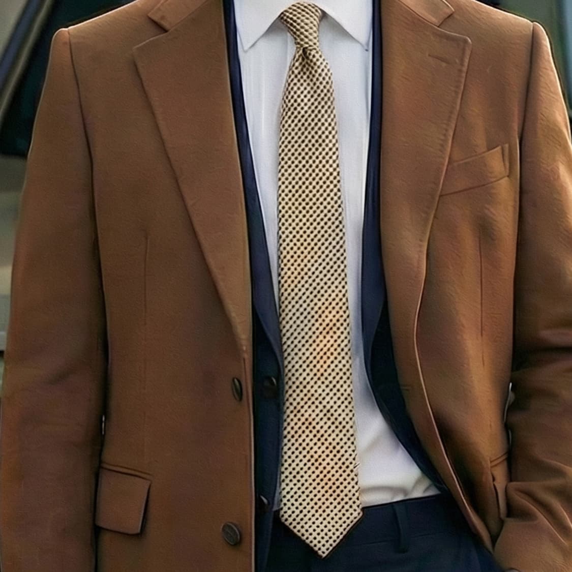 타임 실크 베이지 자카드 솔리드 넥타이 8.2cm A등급 K1731
 상품이미지1