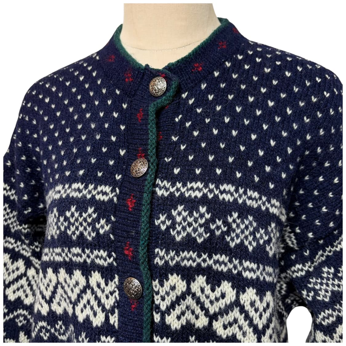 3668 엘엘빈 80s 노르딕 눈꽃 네이비 니트가디건 상품이미지2