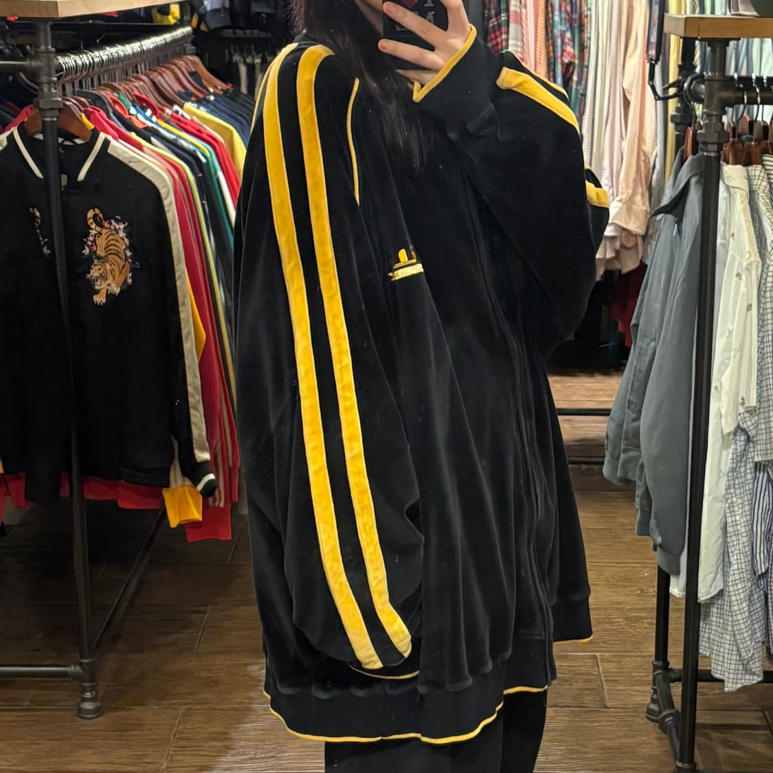 [HI] vintage 벨로아 벨벳 져지 블랙 해 상품이미지4