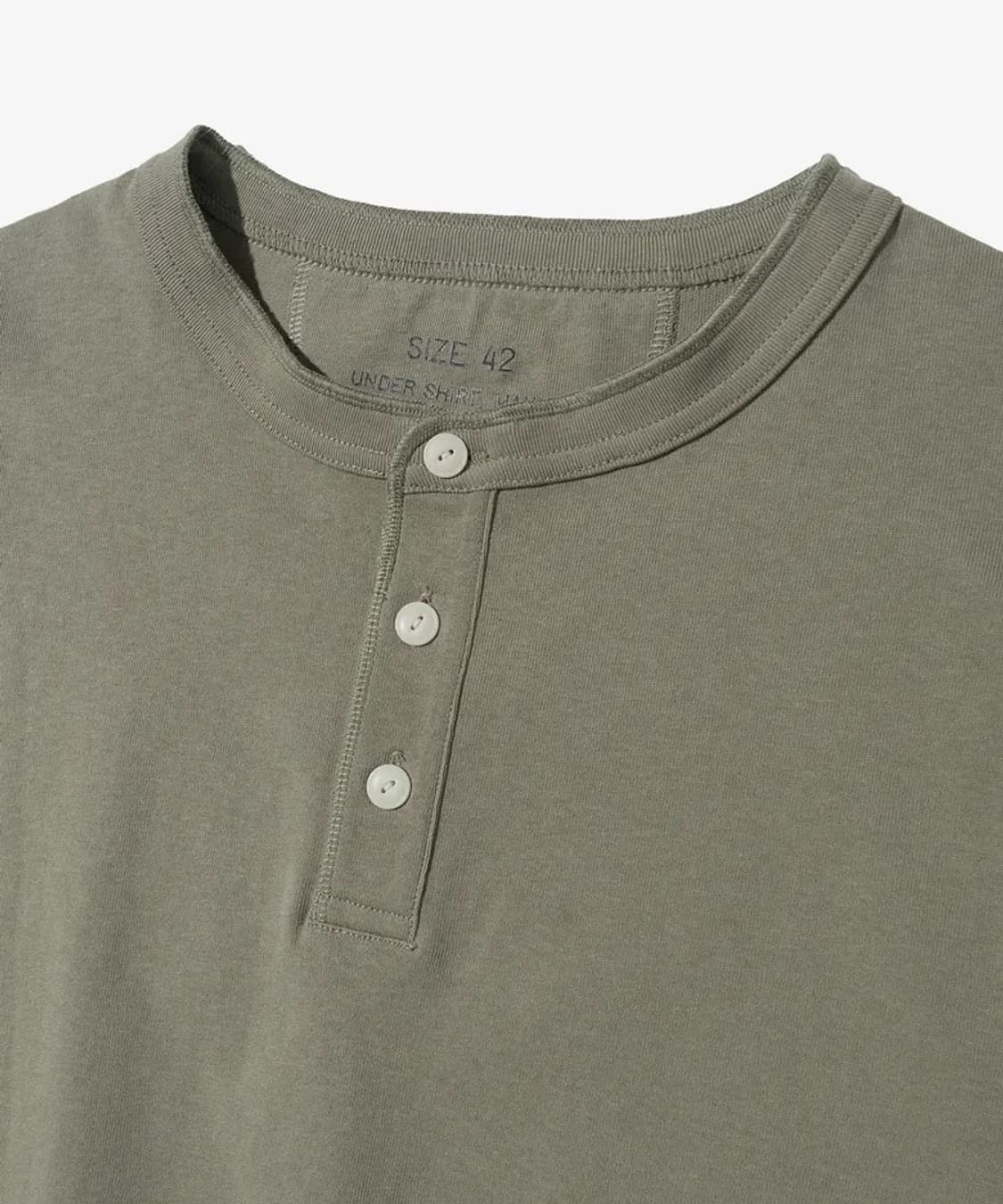 아웃스탠딩 헨리넥 반팔 L HENLEY NECK T-SHIRT_OLIVE 상품이미지6