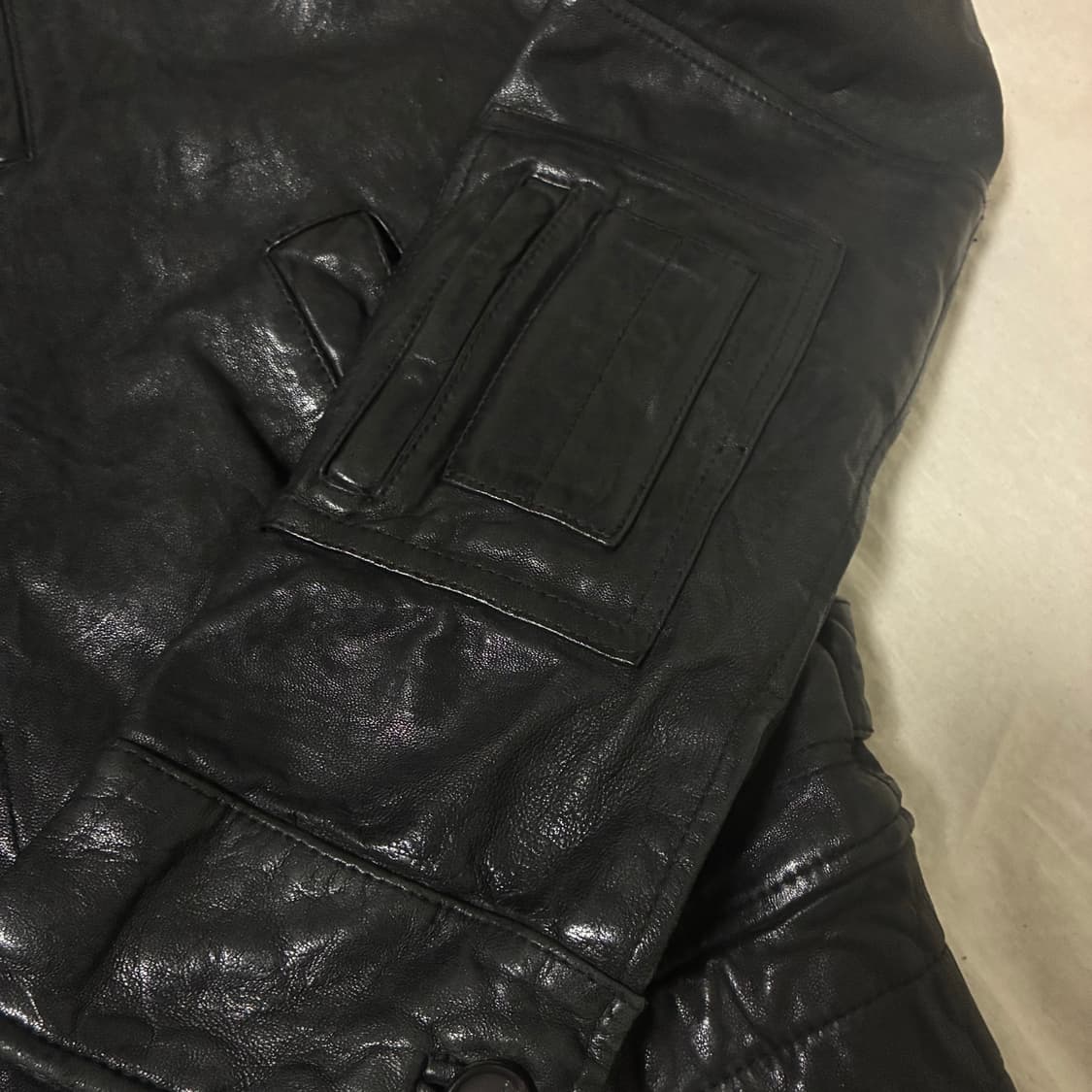 high neck lamb skin leather jacket 상품이미지7