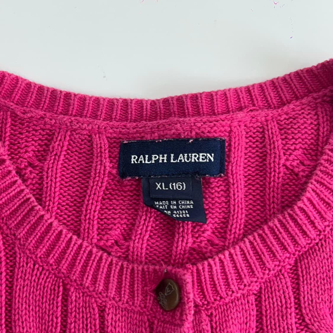 Polo 다크네이비 로고 핑크 케이블 니트 가디건 상품이미지5