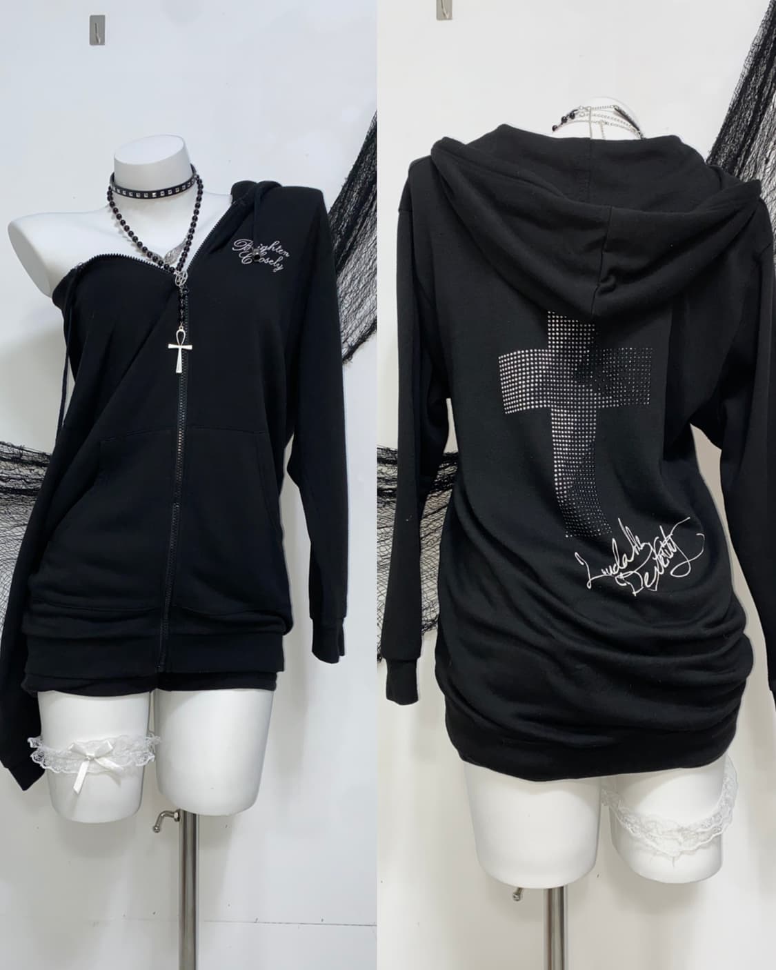 ꒰ঌ GALYGE 십자가 큐빅 후드집업 ໒꒱ 상품이미지1