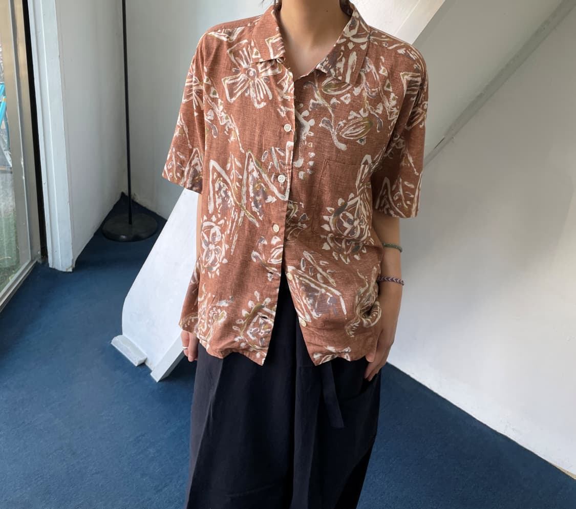 Rayon linen open collar H/S sh 상품이미지7